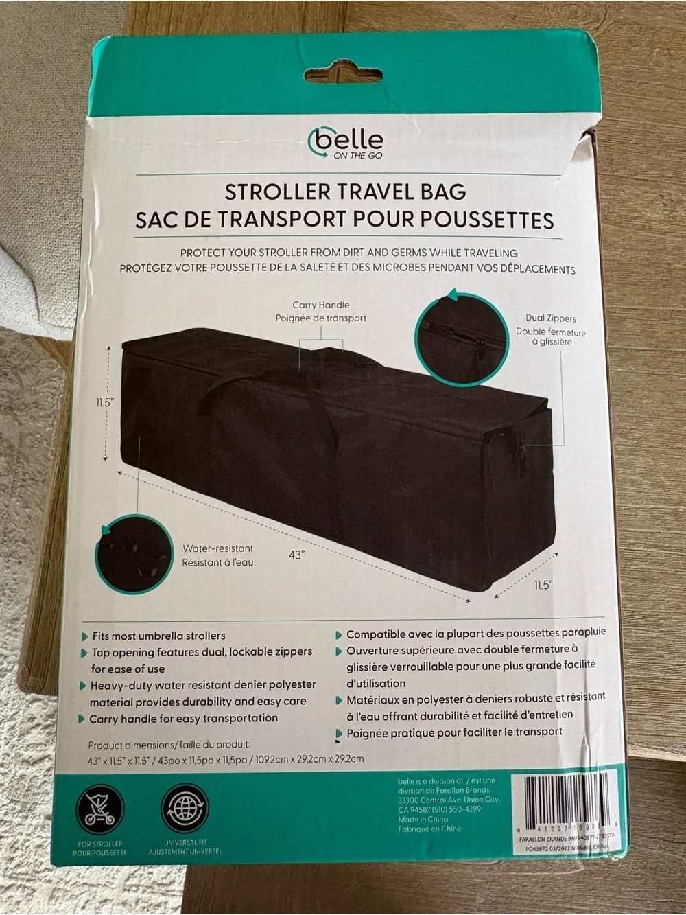 Belle On The Go Stroller Travel Bag in Black